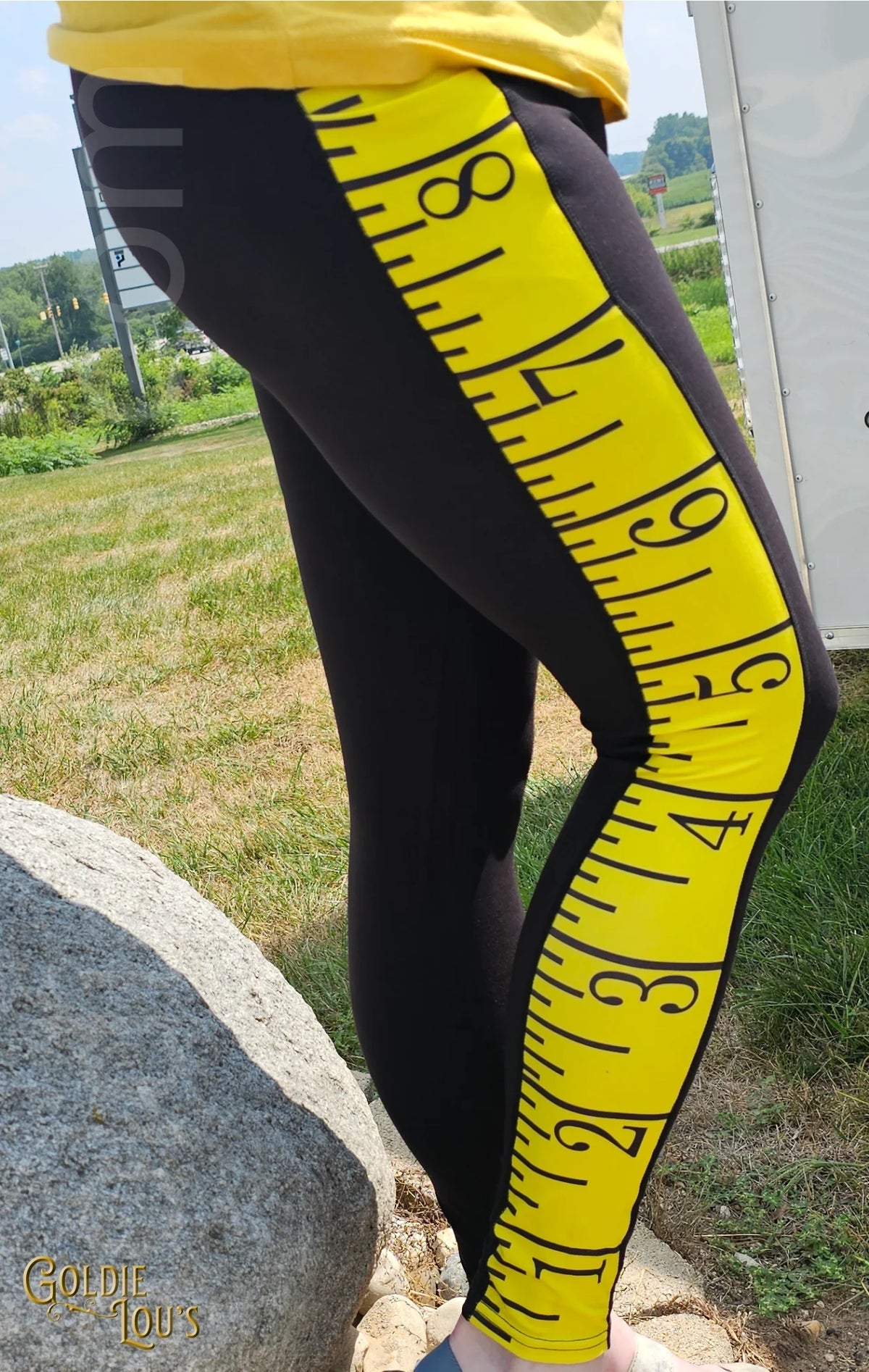 Yellow Tape Measure Sewing Leggings