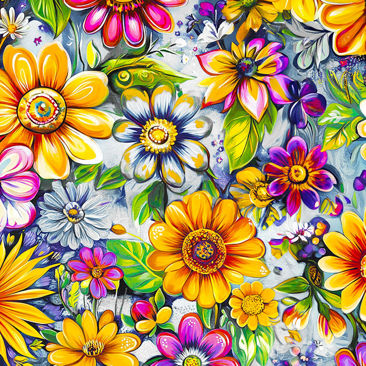 Frosted Petals Quilt Back - Groovy Garden 108" wide Fabric per yard