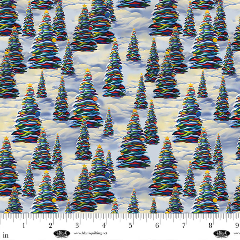 Blank Quilting Frostykins winter trees snow quilting cotton by the yard