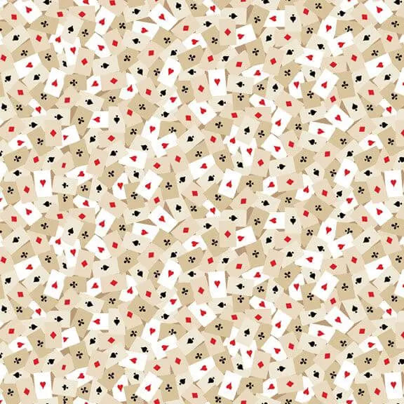 Full House - Playing Cards - Beige 44" / 45" Fabric Per Yard The Fabric Company