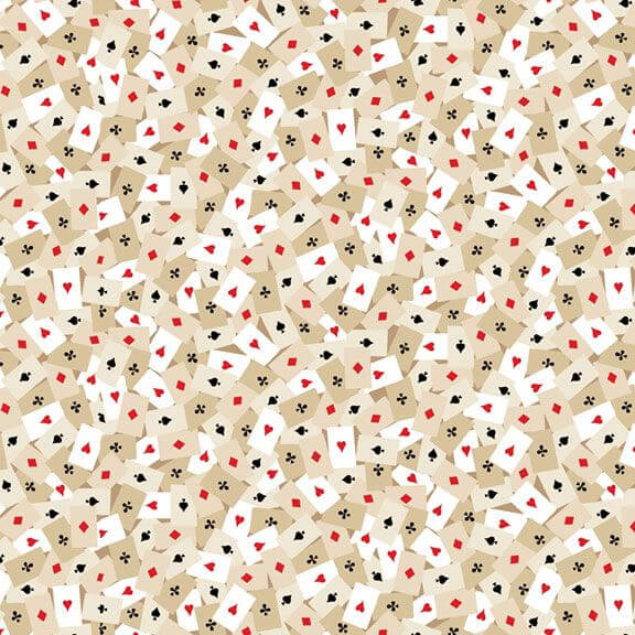 Marcus Fabrics Full House playing cards beige quilting cotton by the yard