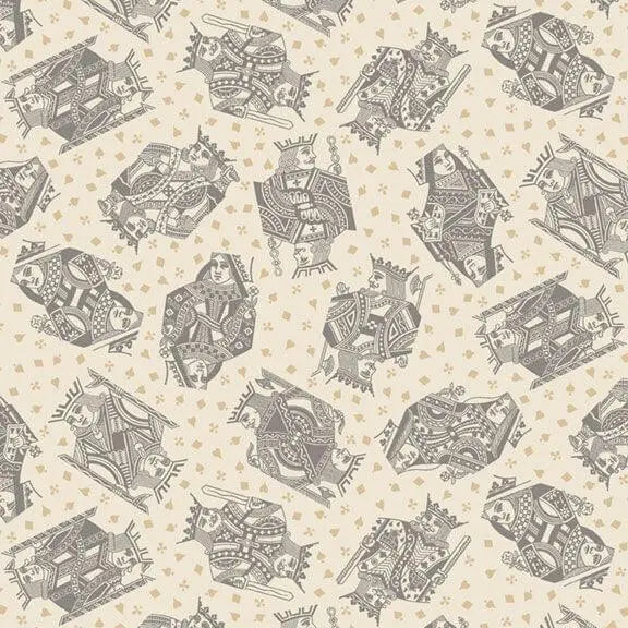 Full House - Royal Playing Cards - Grey 44" / 45" Fabric Per Yard The Fabric Company