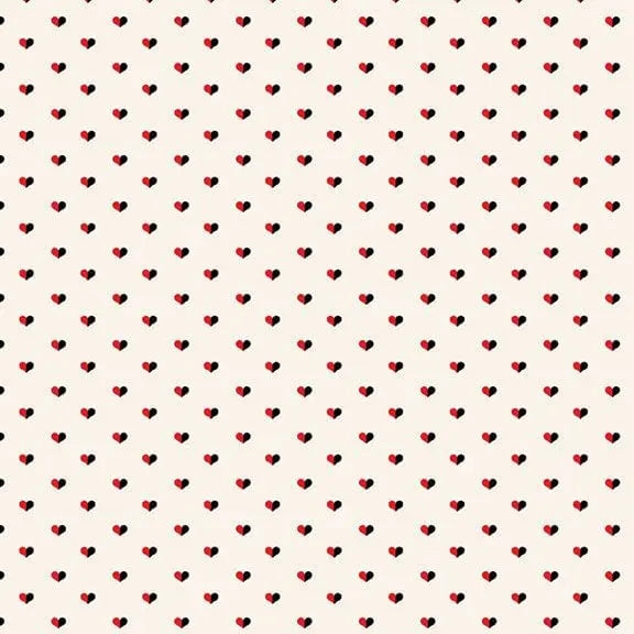 Full House - Split Hearts - Cream 44" / 45" Fabric Per Yard The Fabric Company