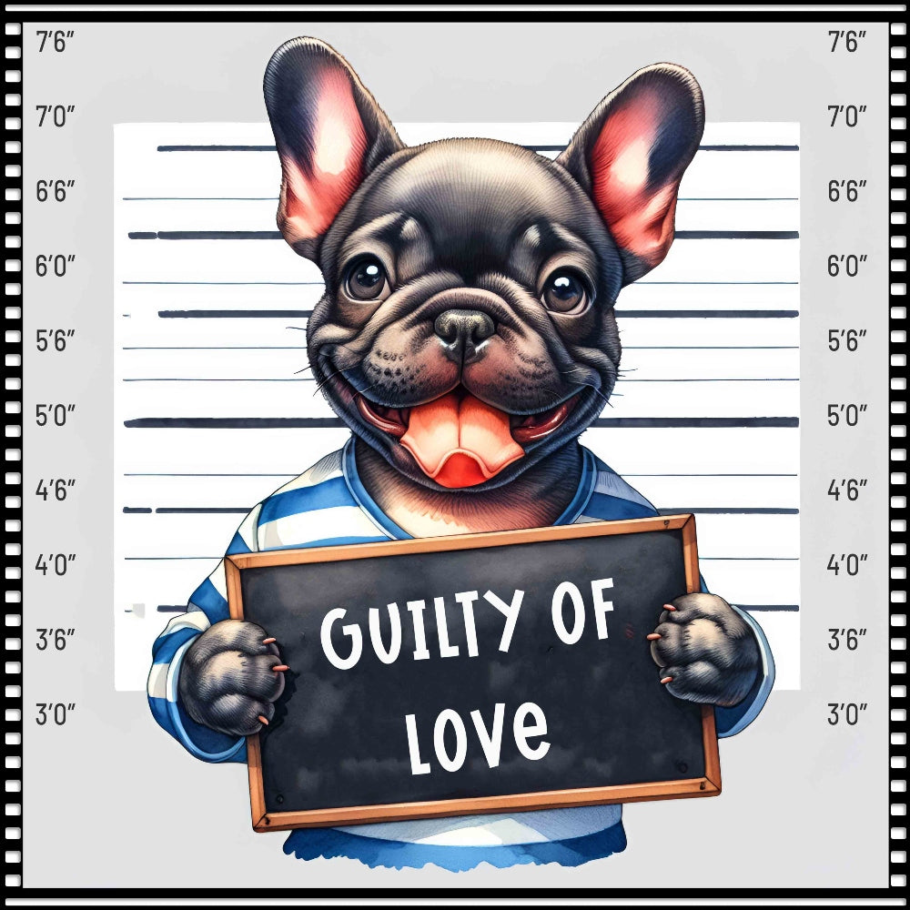 Funny Dog Mugshots Frenchie Fabric Panel