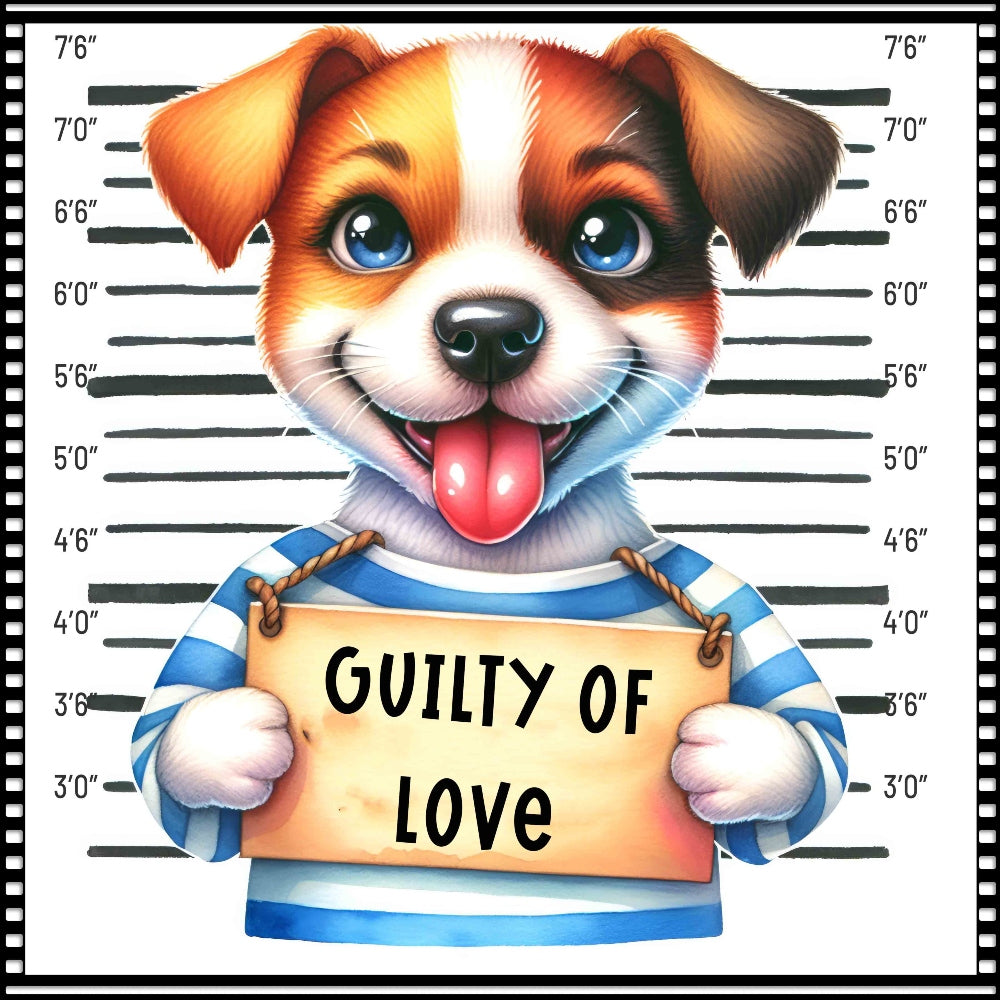 Funny Dog Mugshots Jack Russell Fabric Panel QuiltingFabricPanels
