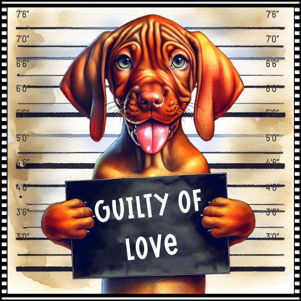 Funny Dog Mugshots Vizsla Fabric Panel QuiltingFabricPanels