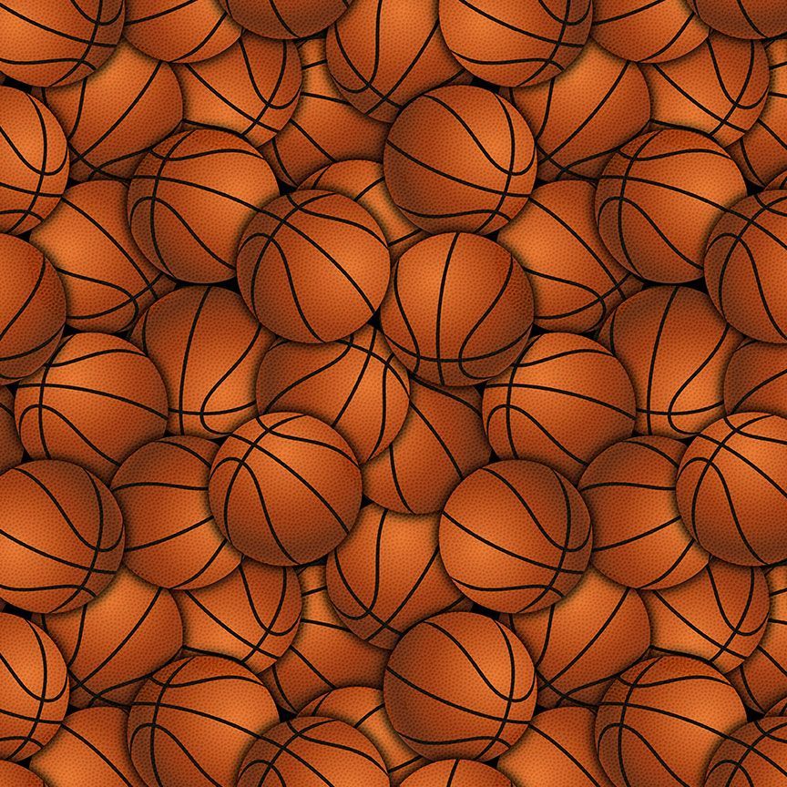 Orange Packed Basketball Fitness Fanatic 44"/45" Fabric Per Yard