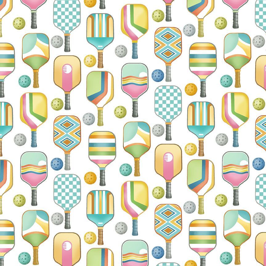 White Pickleball Fitness Fanatic 44"/45" Fabric Per Yard