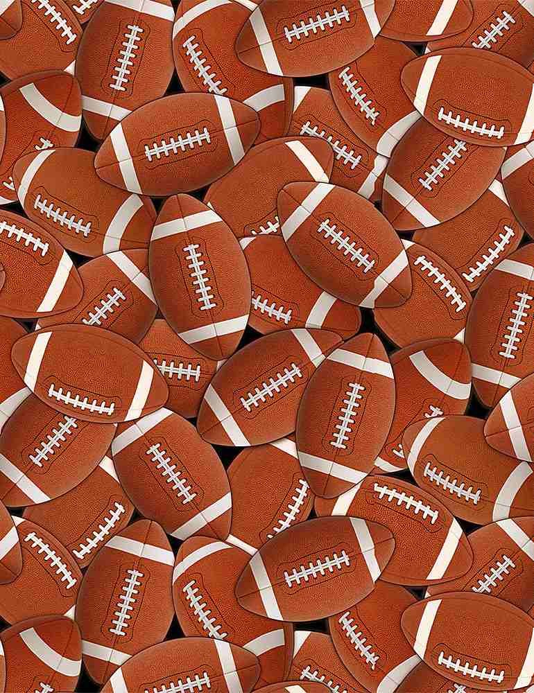 Timeless Treasures packed footballs quilting cotton fabric in Brown