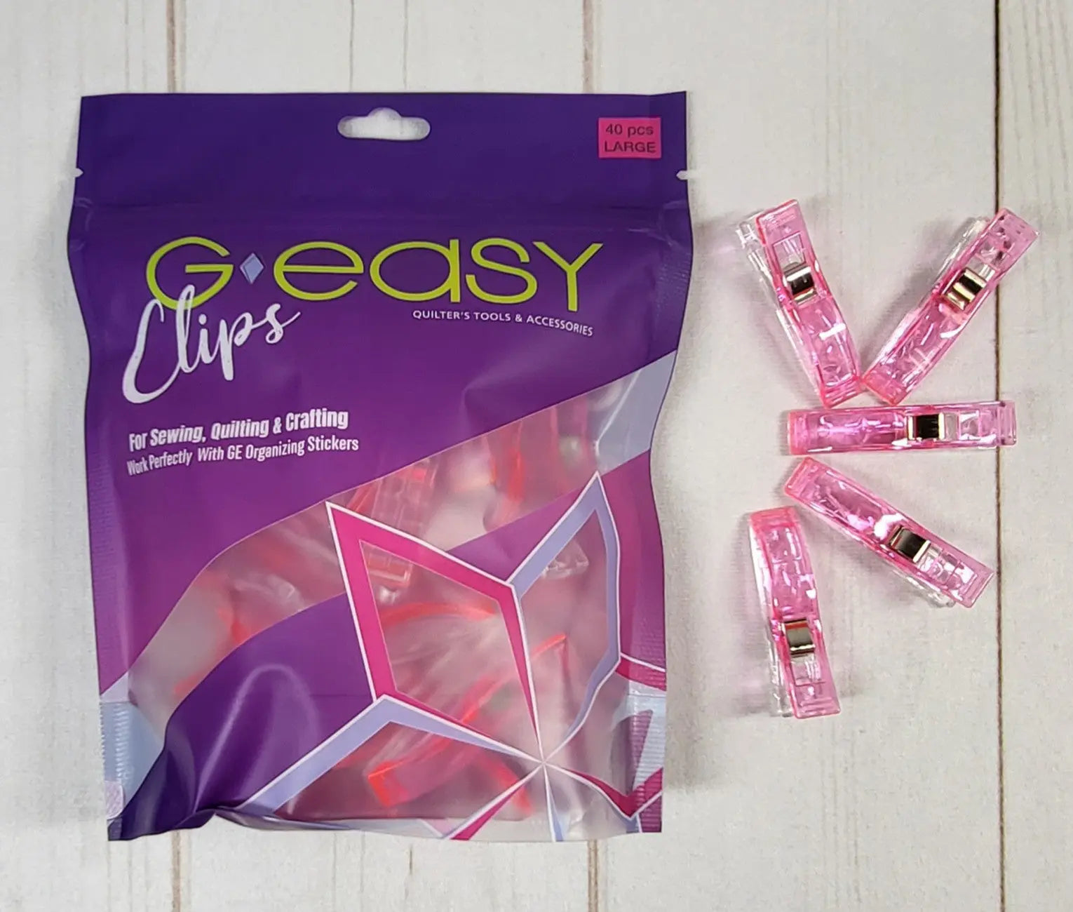 GEasy Clips Large Pink - Linda's Electric Quilters