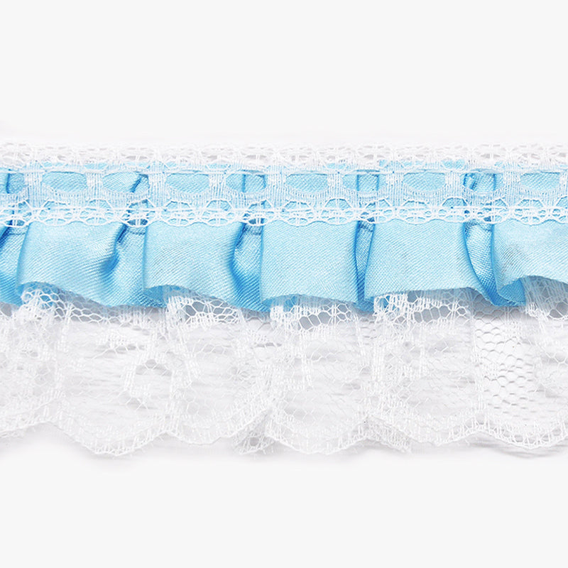 Gathered Lace with Satin Edge - 2" Width (50 Yard Roll) - PB-200-03 Light Blue