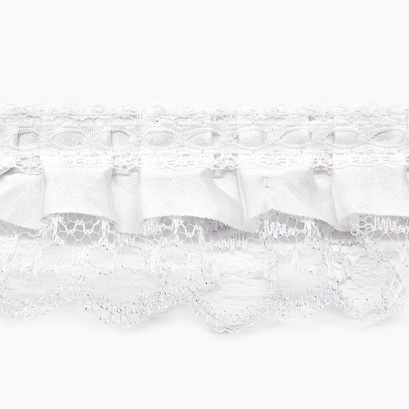 Gathered Lace with Satin Edge - 2" Width (50 Yard Roll) - PB-200-11 Silver