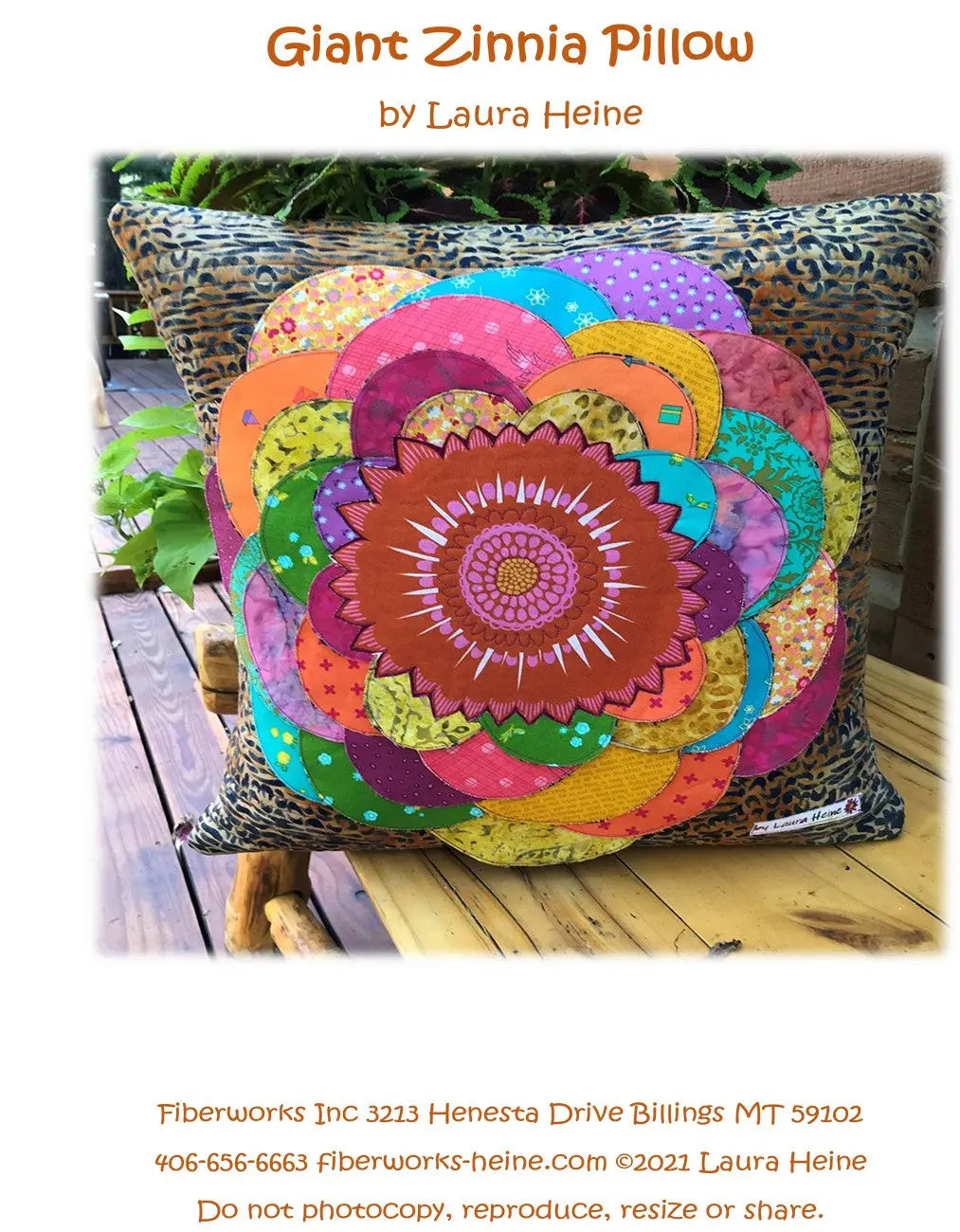 Giant Zinnia Pillow Collage Pattern by Laura Heine - Linda's Electric Quilters