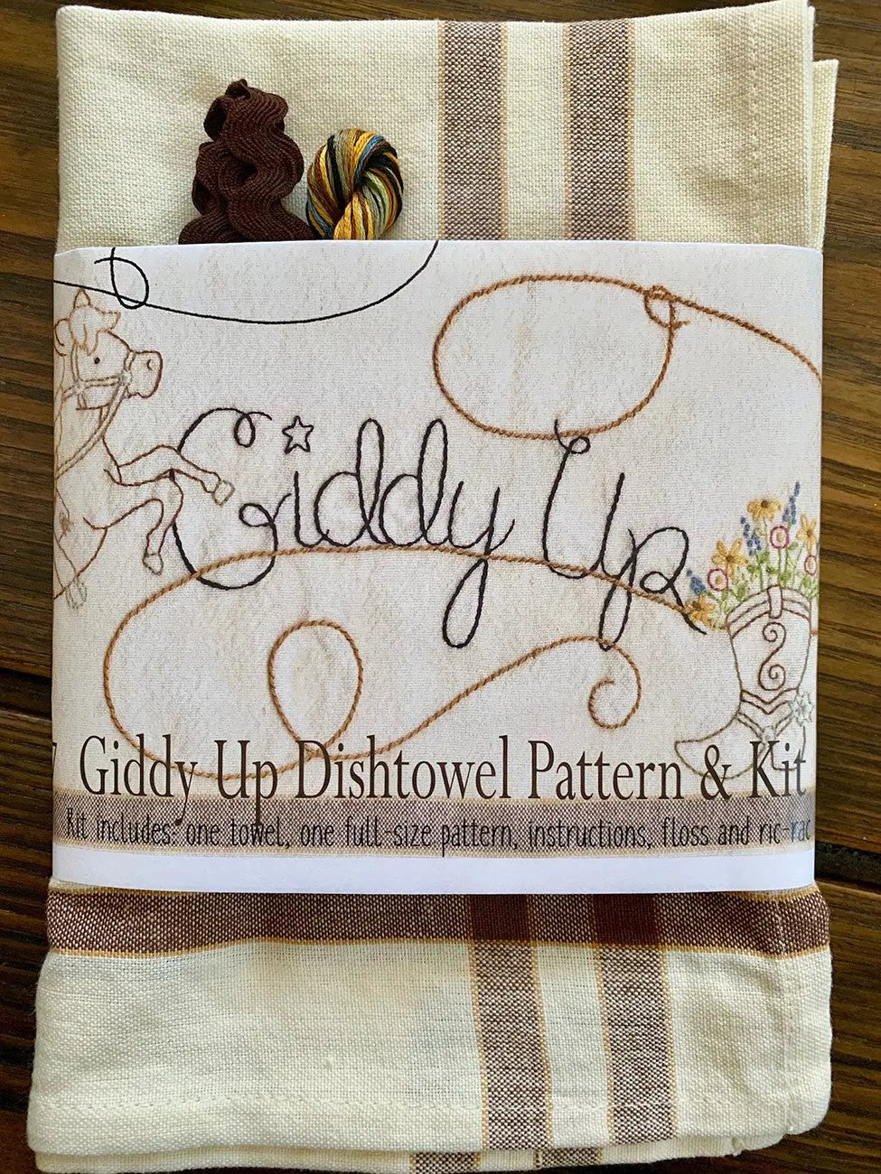 Giddy Up Embroidery Dishtowel Kit - Linda's Electric Quilters