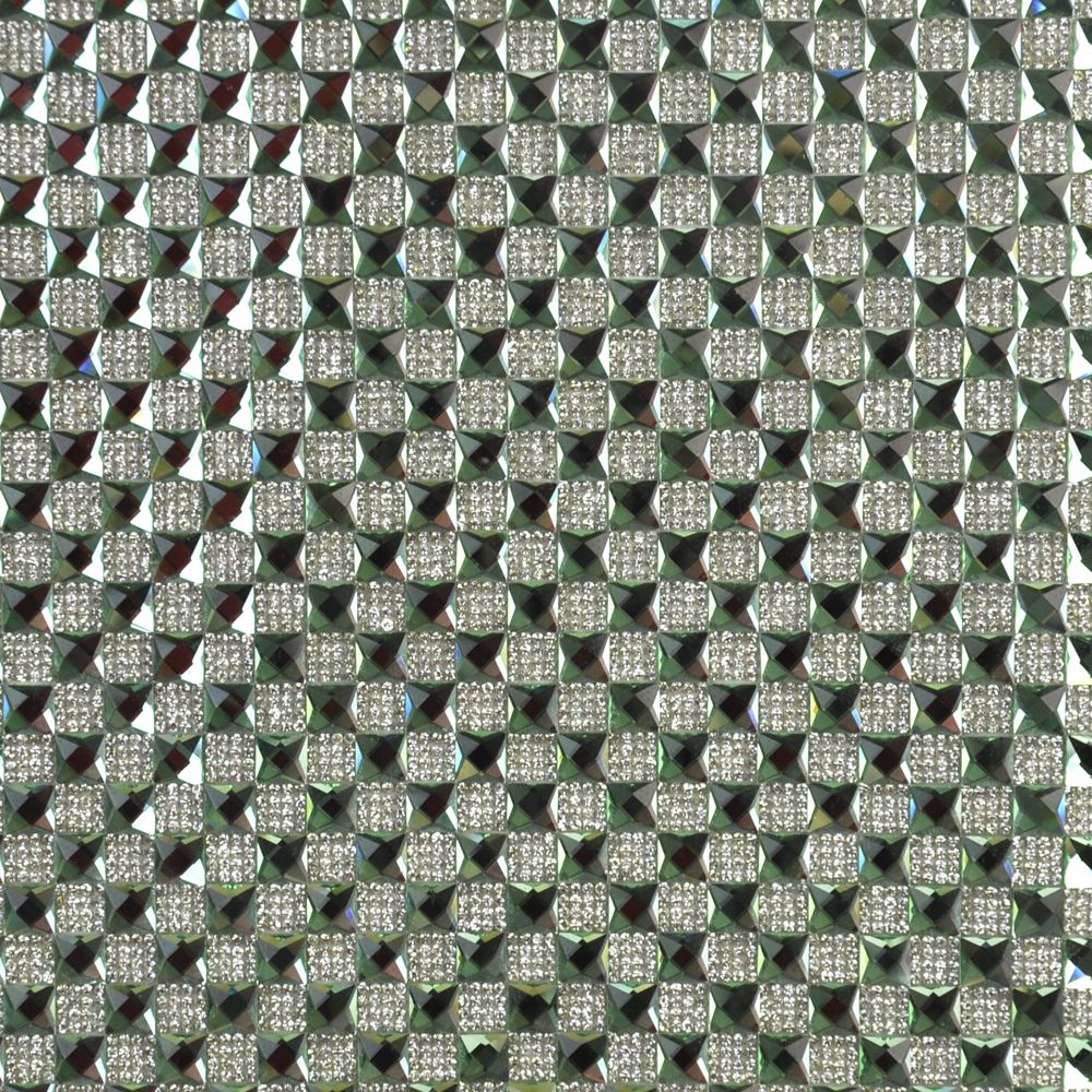 Glass and Rhinestone Sheet - 15 3/4" x 9 1/2" - BRST-13-14 Mint Green