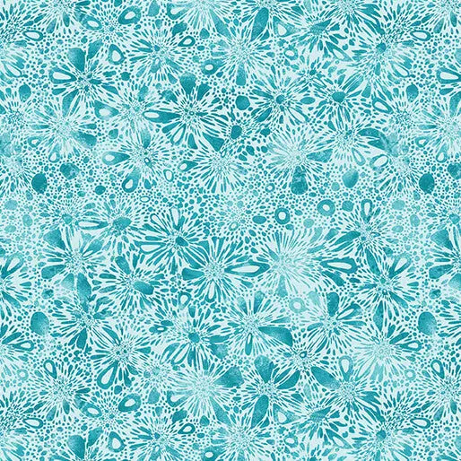 Go with the Flow Burst Medium Turquoise Cotton 44"/45" Fabric Per Yard Benartex Inc