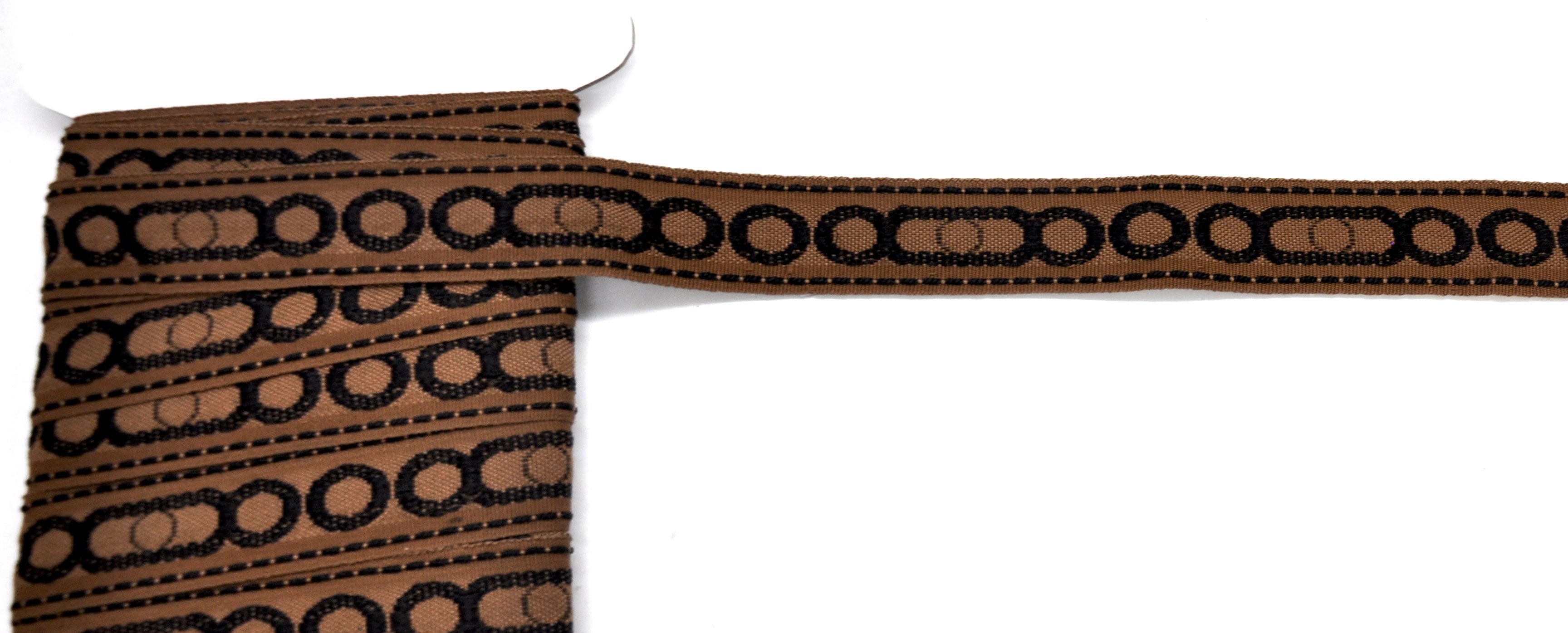 Godiva Collection - 1 1/2" width CIRCLE PATTERN BRAID (25 Yard Roll) - BR-7097-02/06 Chocolate and Brown