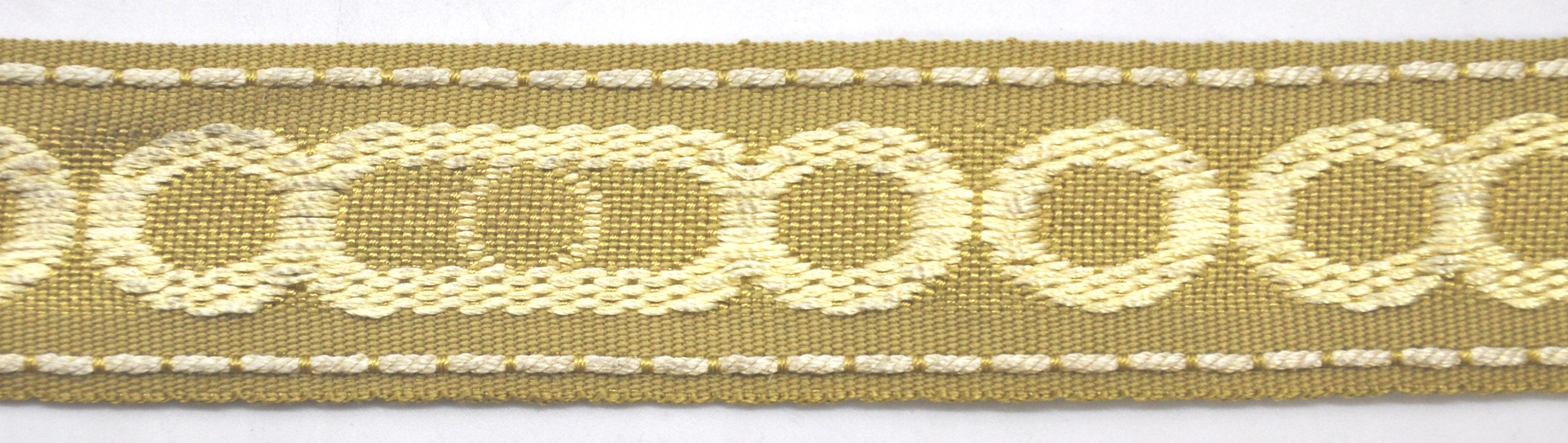 Godiva Collection - 1 1/2" width CIRCLE PATTERN BRAID (25 Yard Roll) - BR-7097-63/61 Moss Green and Mocha