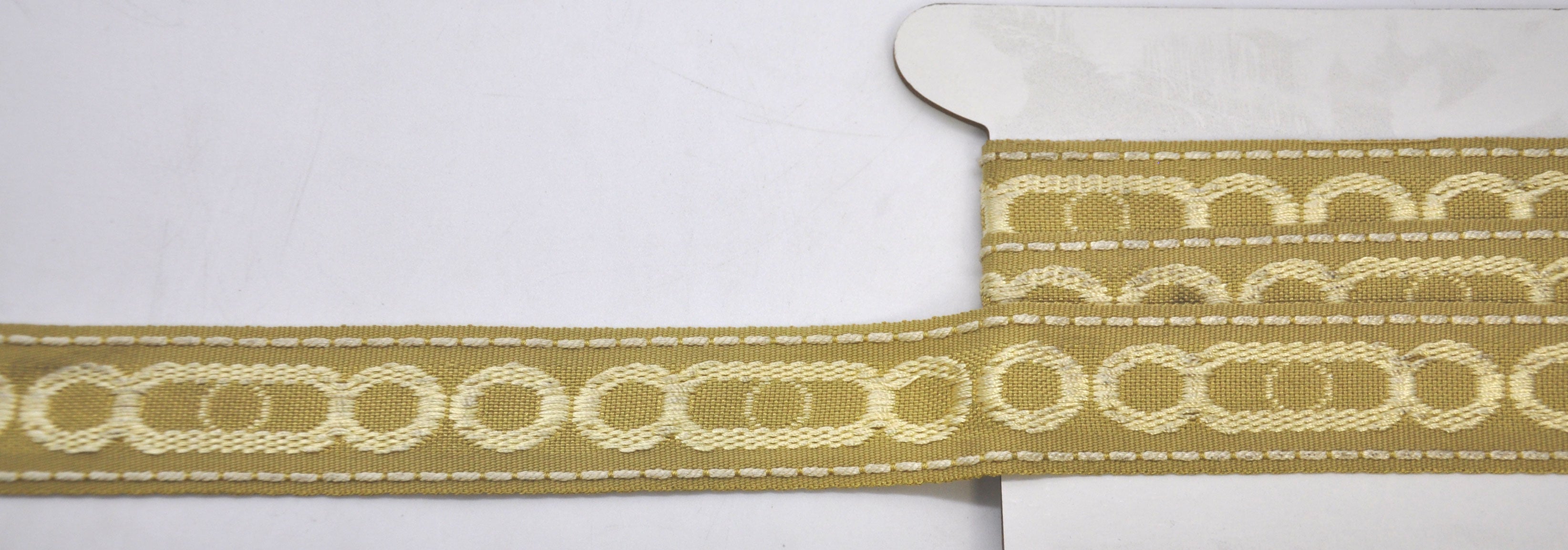 Godiva Collection - 1 1/2" width CIRCLE PATTERN BRAID (25 Yard Roll) - BR-7097-63/61 Moss Green and Mocha