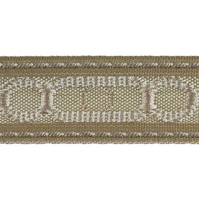 Godiva Collection - 1 1/2" width CIRCLE PATTERN BRAID (25 Yard Roll) - BR-7097-82/28 Taupe and Beige