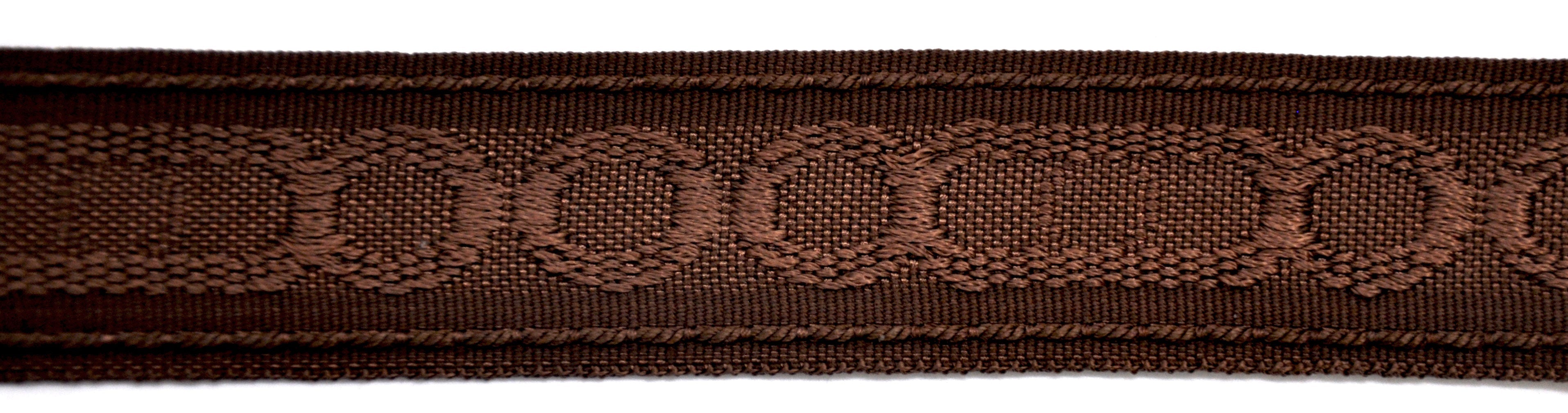 Godiva Collection - 1 1/2" width CIRCLE PATTERN BRAID (25 Yard Roll) - BR-7097-88/66 Dark Brick and Chocolate