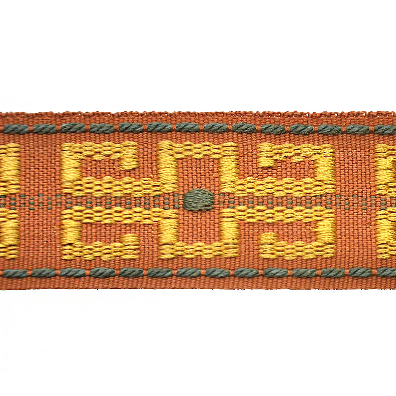 Godiva Collection - 1 1/2" width KEY PATTERN BRAID (25 Yard Roll) - BR-7096-18/16 Sable and Rust