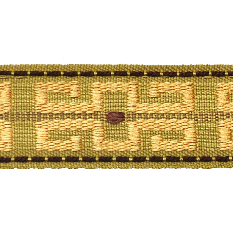 Godiva Collection - 1 1/2" width KEY PATTERN BRAID (25 Yard Roll) - BR-7096-63/61 Moss Green and Mocha