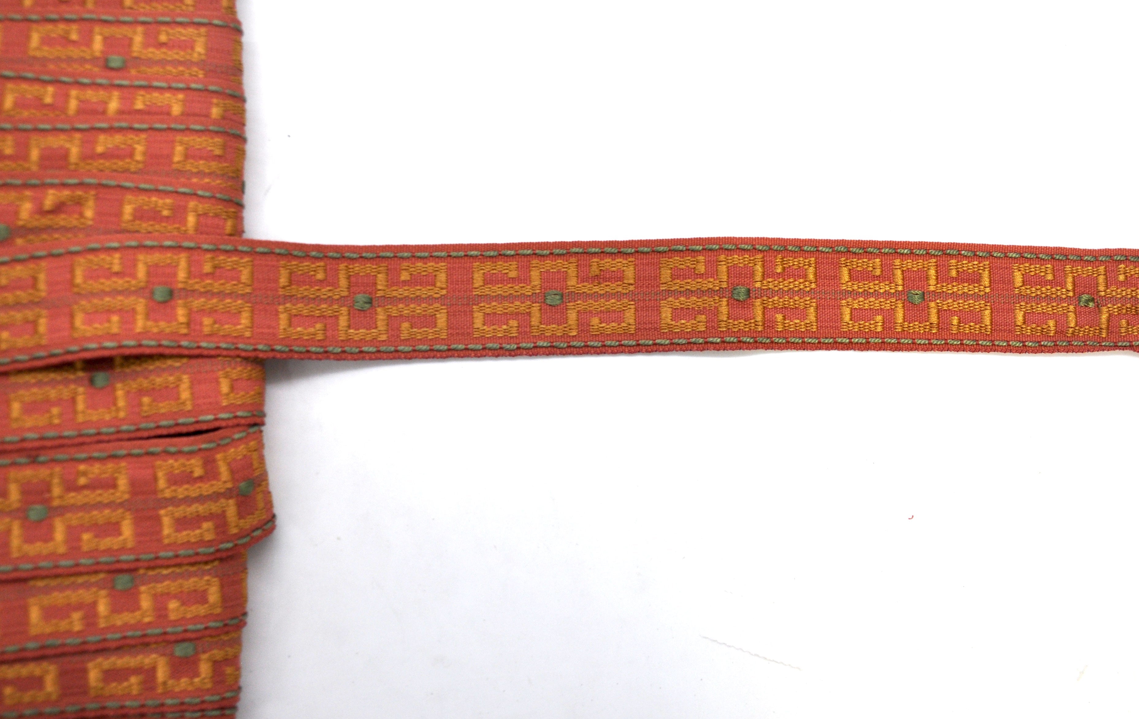 Godiva Collection - 1 1/2" width KEY PATTERN BRAID (25 Yard Roll) - BR-7096-88/61 Dark Brick and Mocha