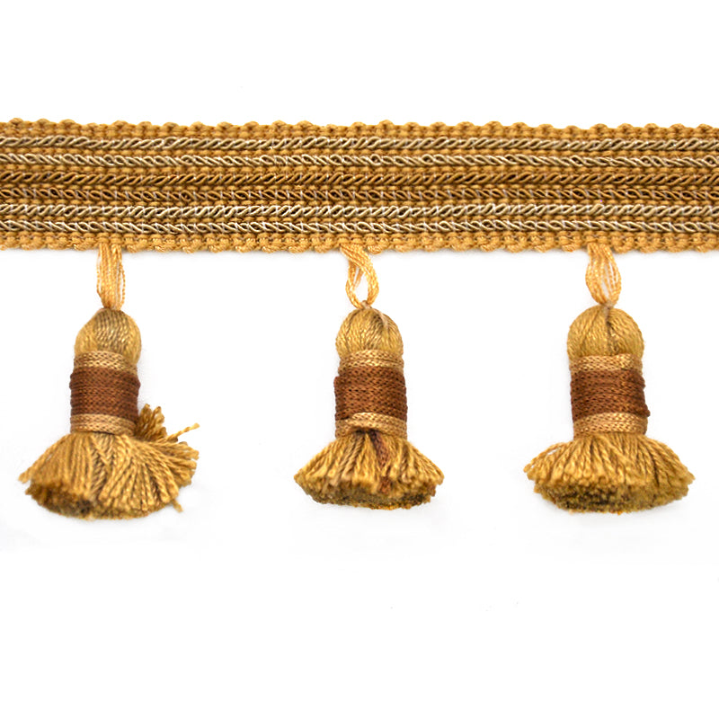 Godiva Collection - 2 1/2" length SMALL TASSEL FRINGE (25 Yard Roll) - BF-4099-88/66 Dark Brick and Chocolate