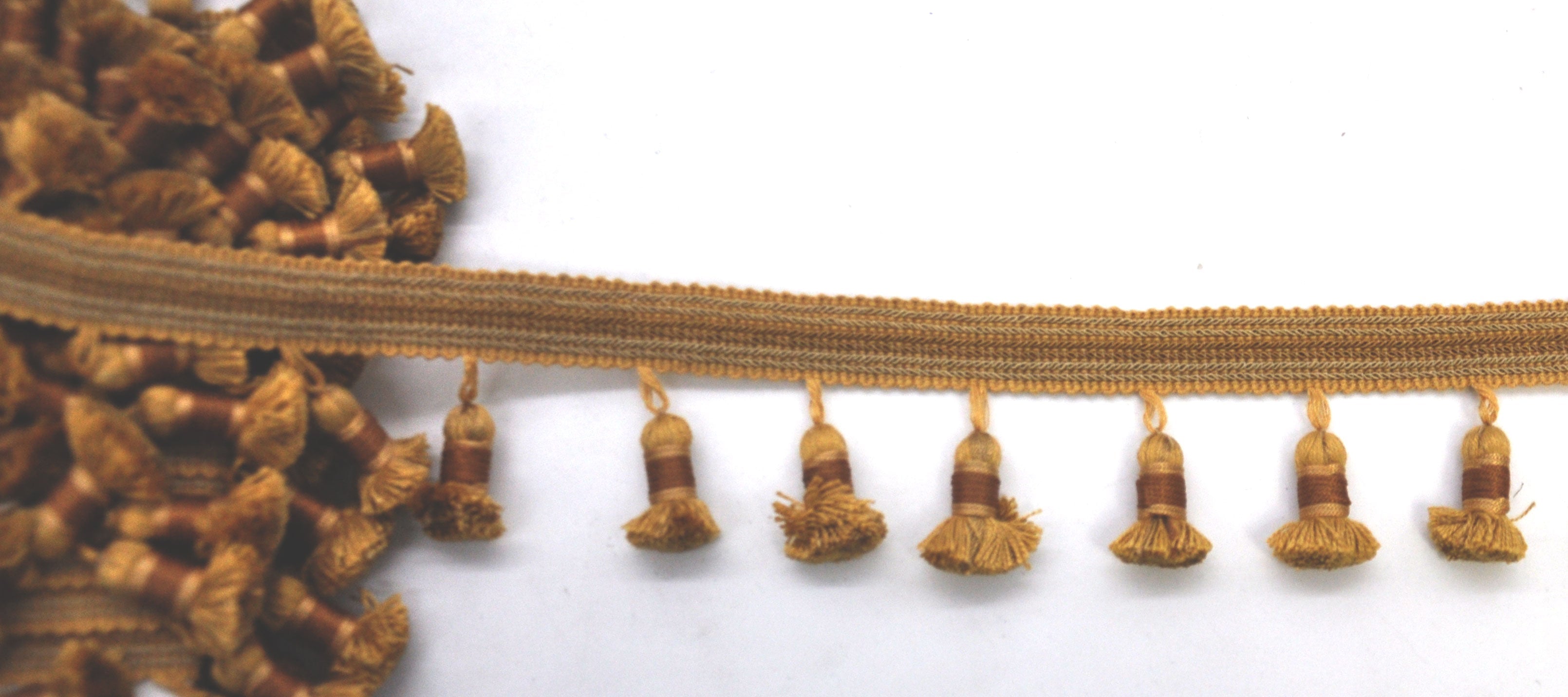 Godiva Collection - 2 1/2" length SMALL TASSEL FRINGE (25 Yard Roll) - BF-4099-88/66 Dark Brick and Chocolate