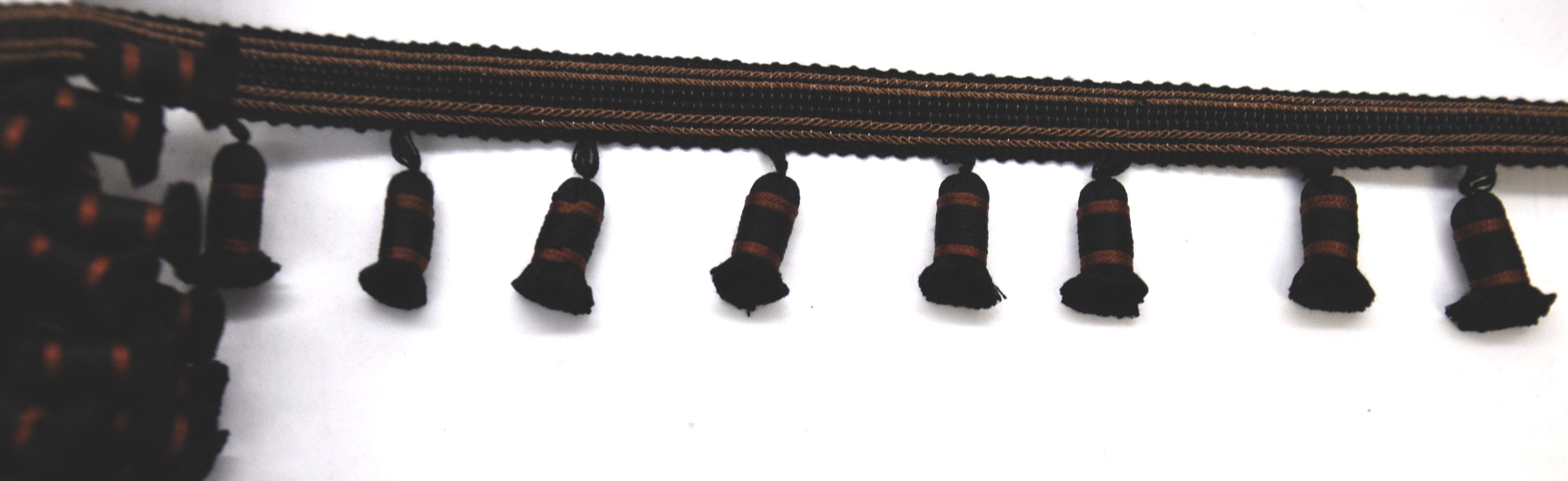 Godiva Collection - 2 1/2" length SMALL TASSEL FRINGE (25 Yard Roll) Chocolate and Brown