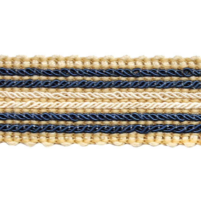 Godiva Collection - 3/4" width NARROW BRAID (25 Yard Roll) - BR-7098-05/24 Navy Blue and Ivory