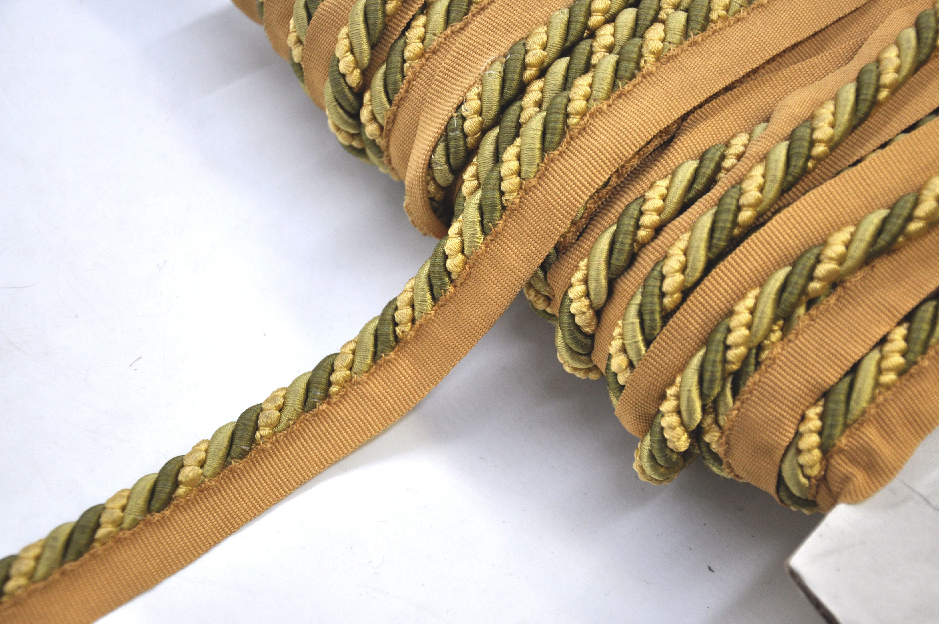 Godiva Collection - 3/8" Width CORD with LIP (50 Yard Roll) - BC-10097-63/61 Moss Green and Mocha