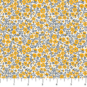 Gold Floral Dapple Pocket Posies Cotton 44"/45" Fabric Per Yard