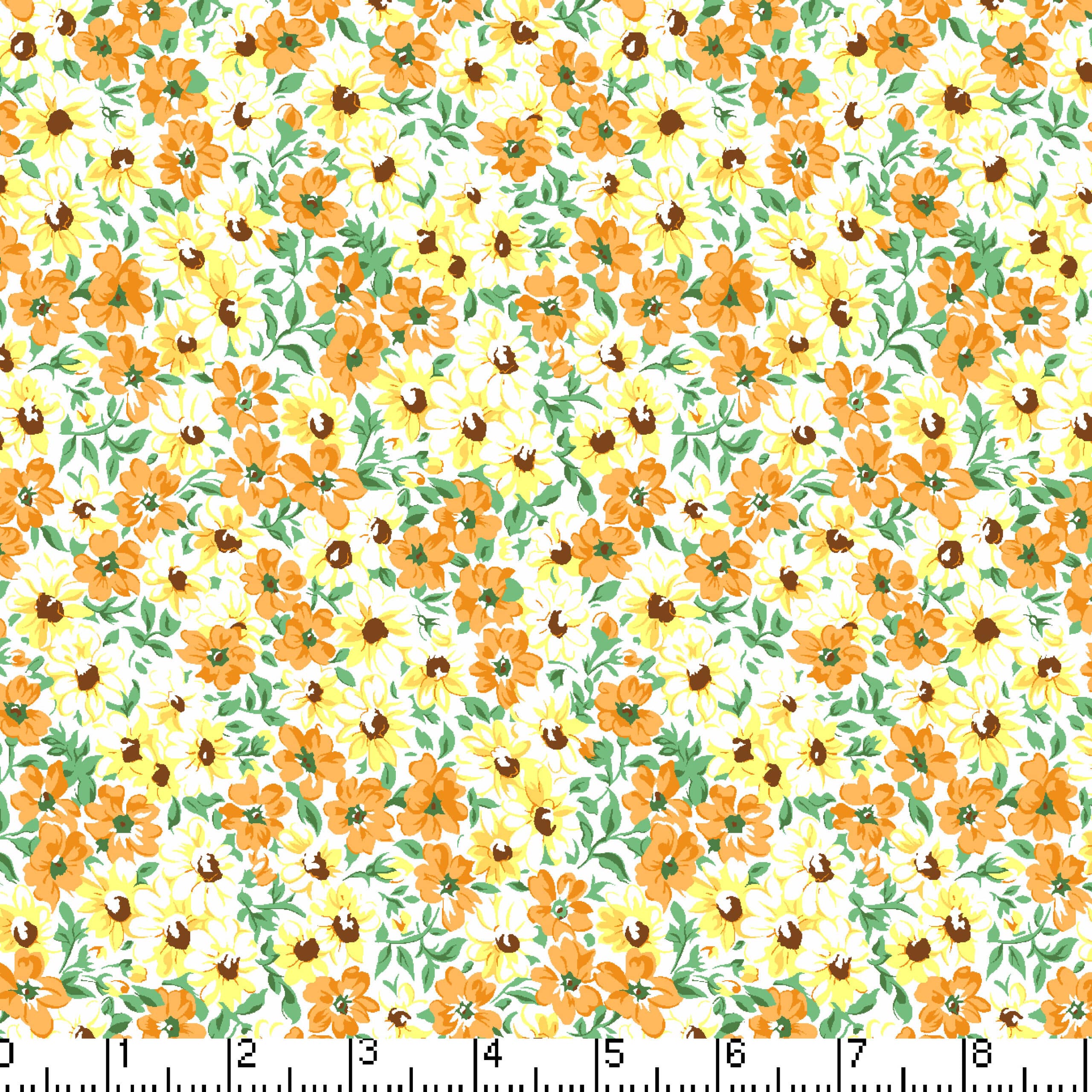 Gold Flower Patch 45" Wide Cotton Fabric Per Yard