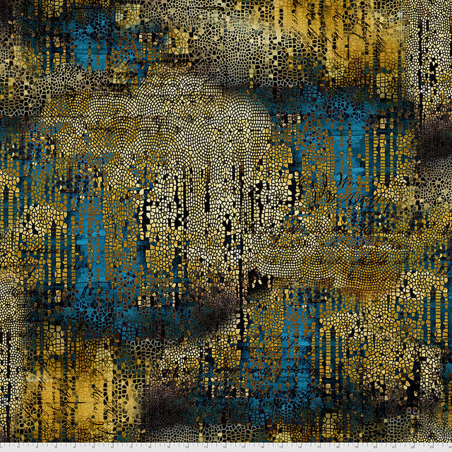 Gold Gilded Mosaic Abandoned 44"/45" Cotton Fabric Per Yard