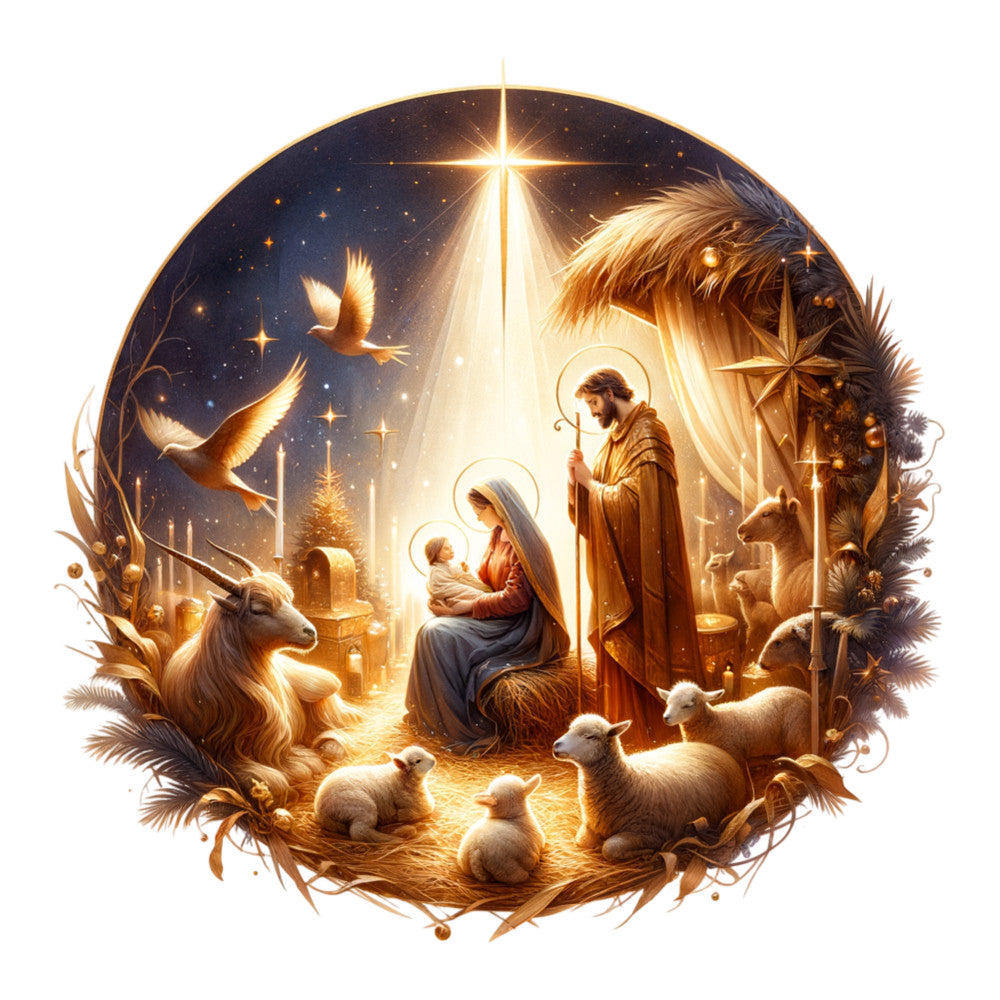 Golden Nativity Fabric Panel 7 QuiltingFabricPanels