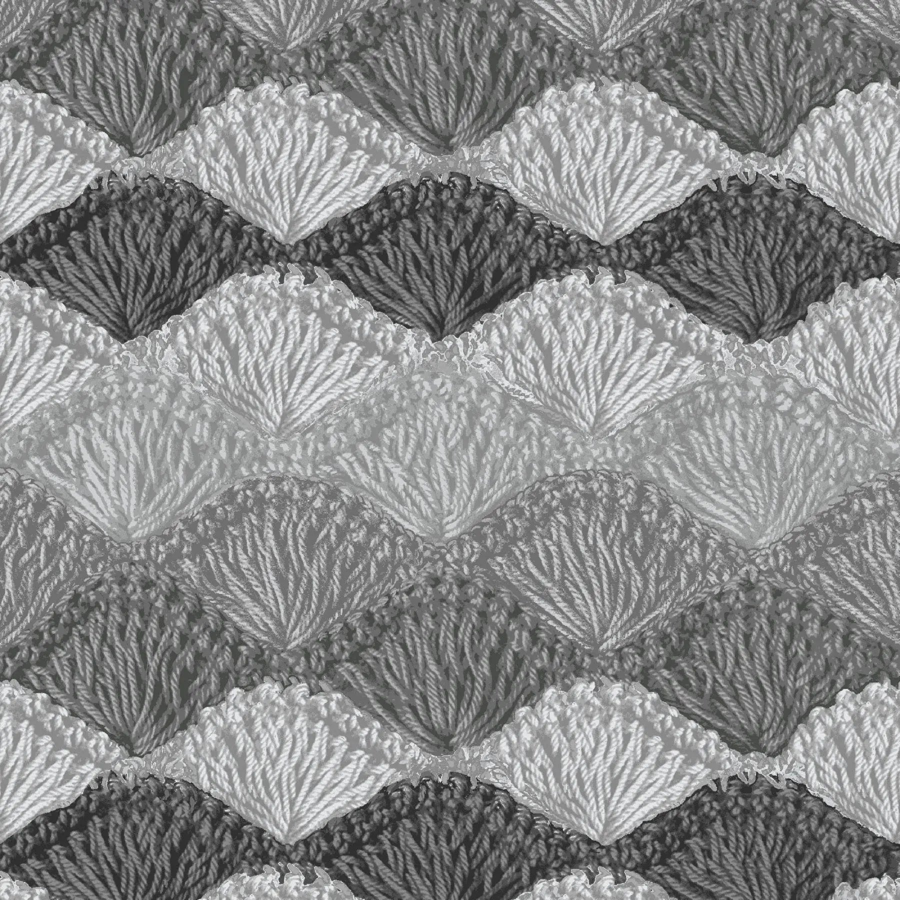 Gray Crochet Charcoal Shell Stitch Cotton Wideback Fabric Per Yard