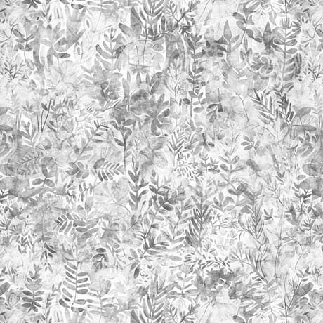 Gray Foliage Texture Dinoroars! Wideback Cotton Fabric