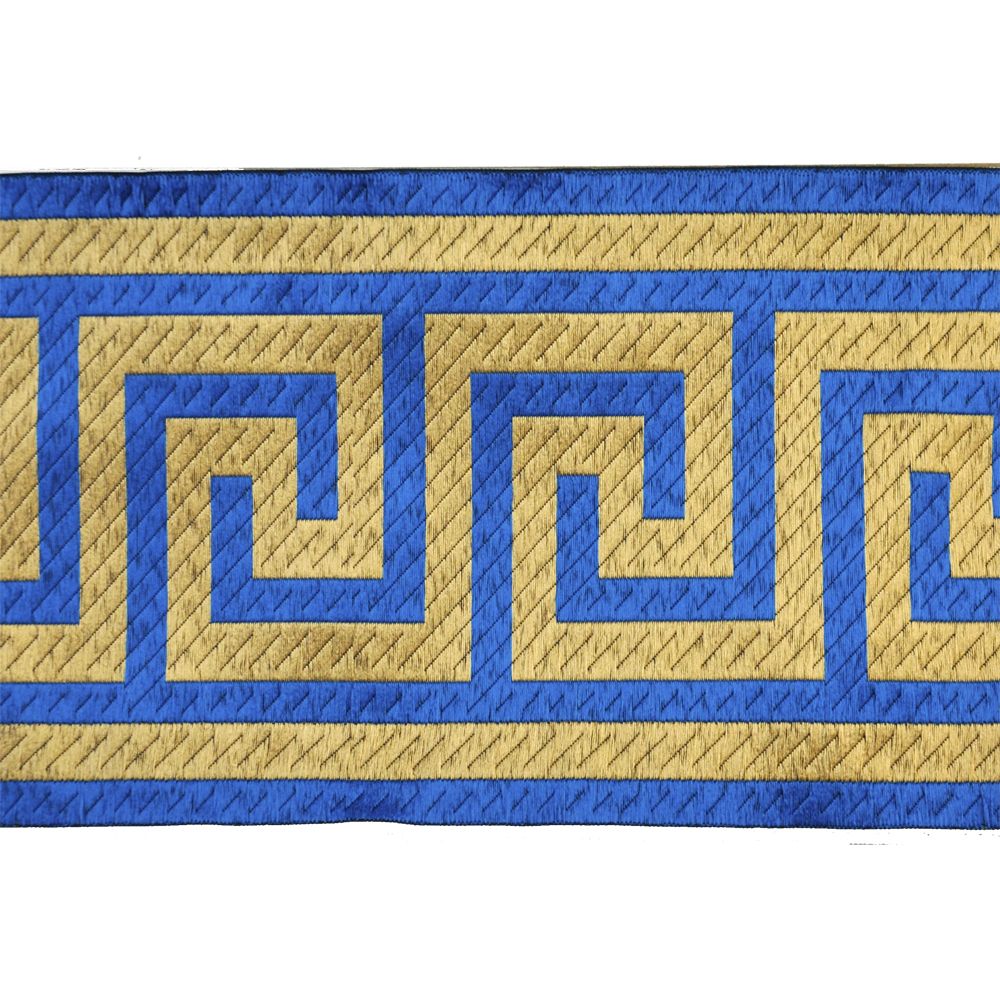 Greek Key Braid Trim - 6" Width (25 Yard Roll) - BR-7500-23 Blue/Gold