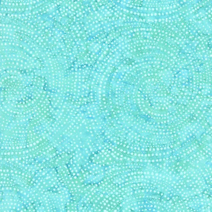 Green Aqua Surfside Dotty Spiral Batik Cotton Wideback Fabric per yard Timeless Treasures