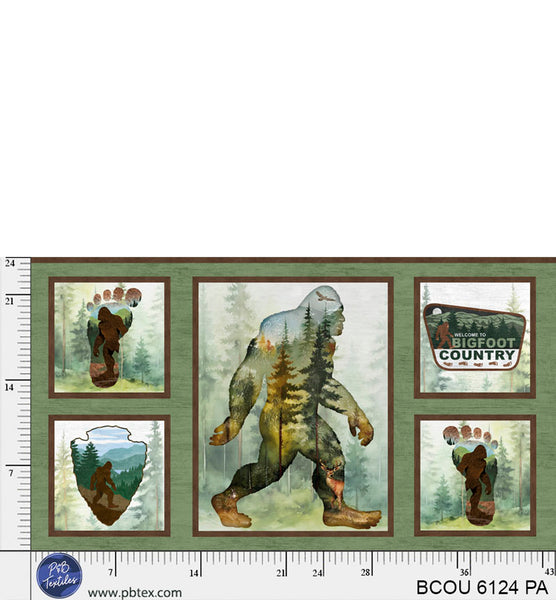 Green Bigfoot Country Forest Scene Blocks Panel