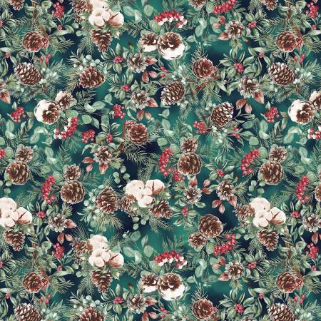Green Cotton & Pine 43"/44" Fabric Per Yard