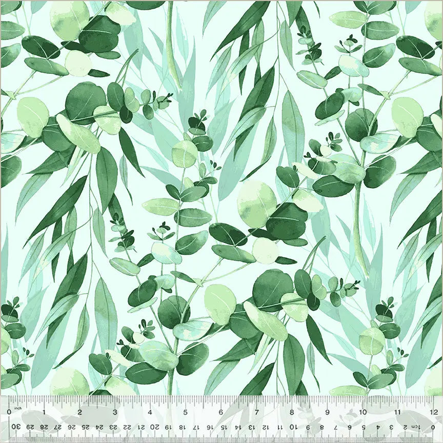 Green Eucalyptus Pond Wideback Cotton Fabric Per Yard - Linda's Electric Quilters