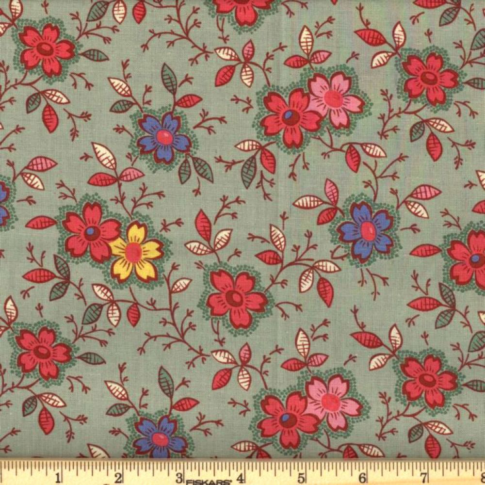 Green Happy Floral 45" Wide Cotton Fabric Per Yard