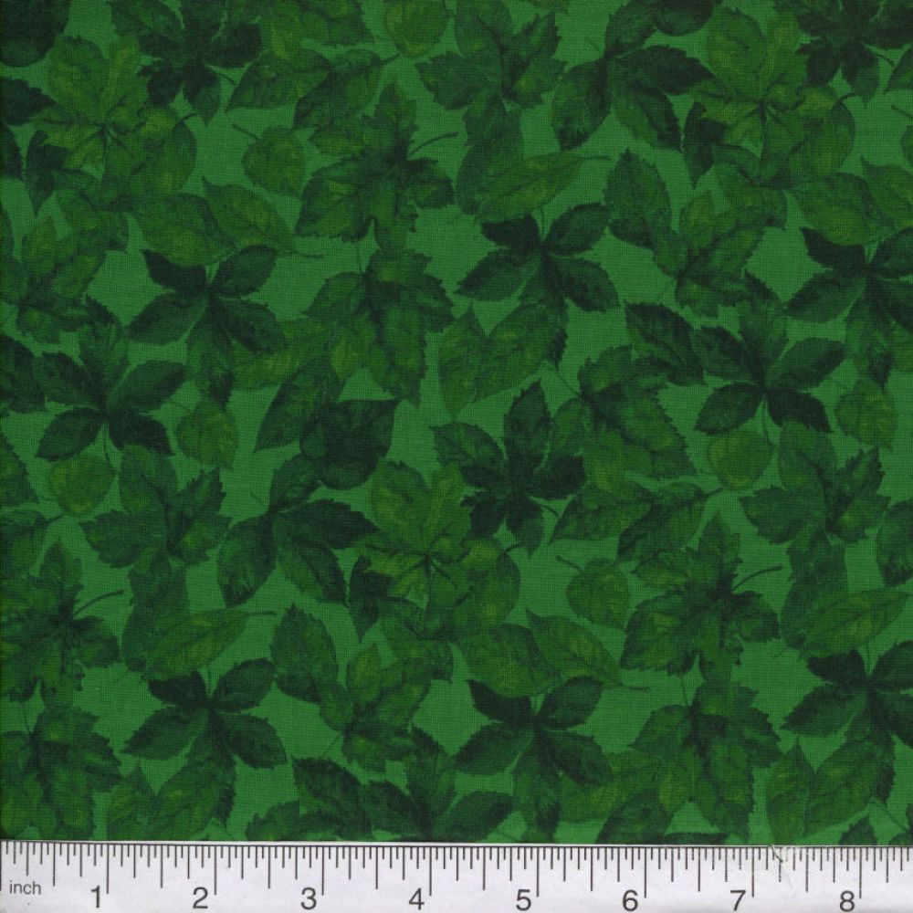Green Harvest Leaves 45" Wide Cotton Fabric Per Yard