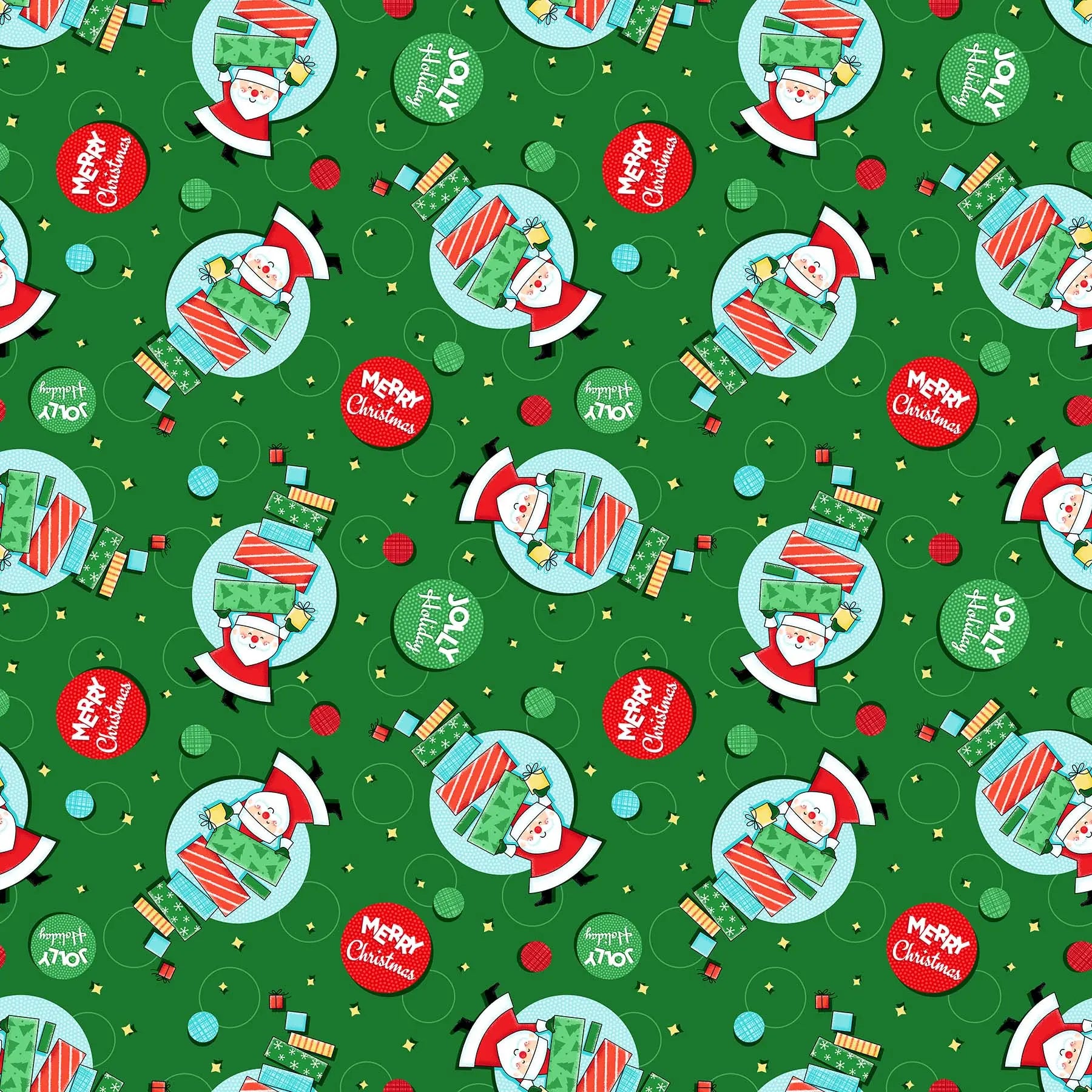 Green Holiday Spirit Cotton Fabric per yard - Linda's Electric Quilters