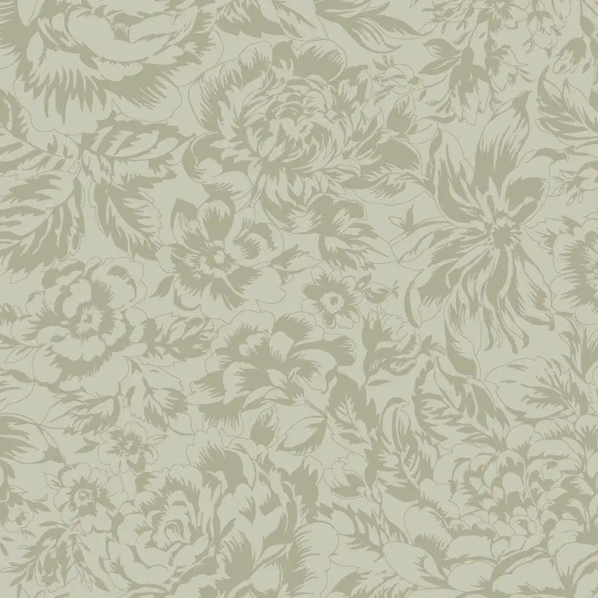 Green Tonal Floral La Fleur Flannel Cotton 42"/43" Fabric Per Yard EE Schenck Co