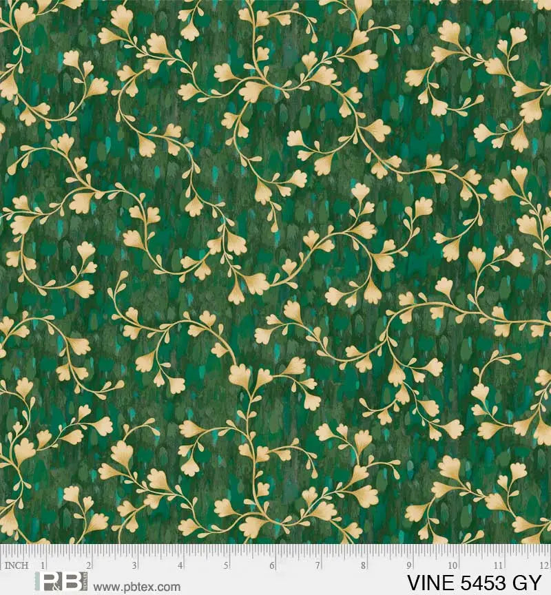 Green Vine Scroll Cotton Wideback Fabric per yard - Linda's Electric Quilters