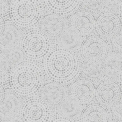 Grey Fog Hexi Dots Cotton Wideback Fabric per yard